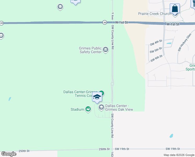 map of restaurants, bars, coffee shops, grocery stores, and more near 6581 Y Avenue in Grimes