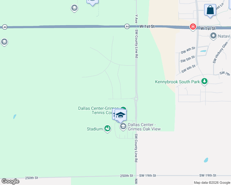 map of restaurants, bars, coffee shops, grocery stores, and more near 6581 Y Avenue in Grimes