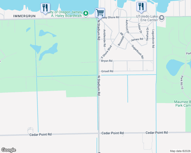 map of restaurants, bars, coffee shops, grocery stores, and more near 1561 N Stadium Rd in Oregon