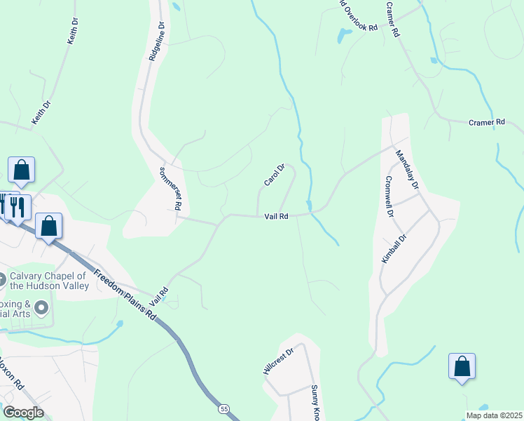 map of restaurants, bars, coffee shops, grocery stores, and more near 4 Carol Drive in Poughkeepsie