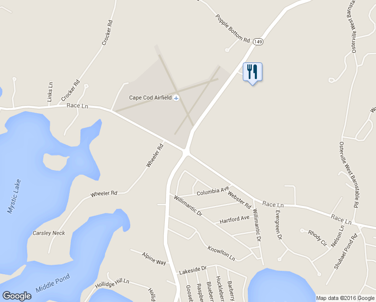 map of restaurants, bars, coffee shops, grocery stores, and more near Highway 149 in Barnstable
