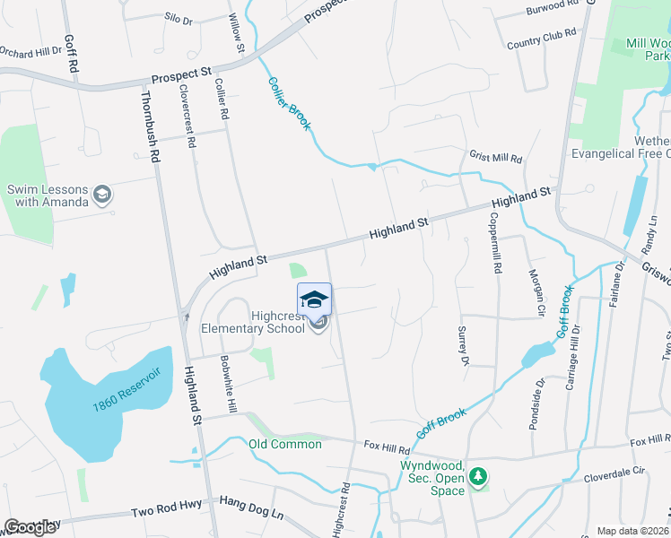 map of restaurants, bars, coffee shops, grocery stores, and more near 22 Highcrest Road in Wethersfield