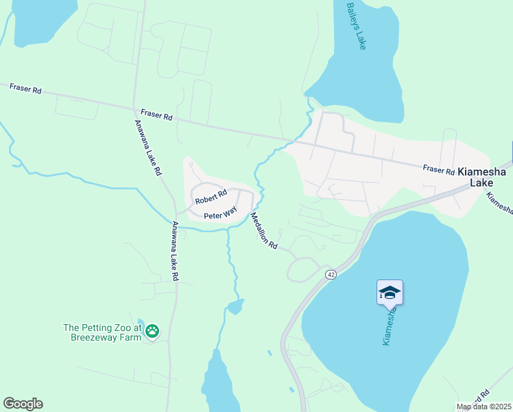 map of restaurants, bars, coffee shops, grocery stores, and more near 58 Medallion Road in Kiamesha Lake