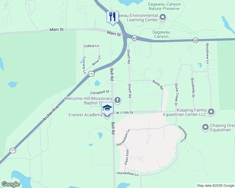 map of restaurants, bars, coffee shops, grocery stores, and more near 11381 Bell Road in Lemont