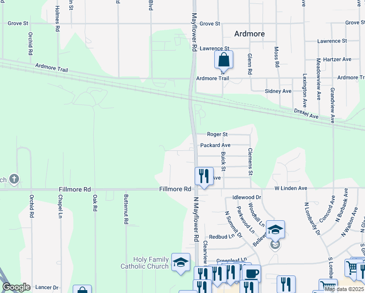 map of restaurants, bars, coffee shops, grocery stores, and more near 23561 Murphy Lane in South Bend