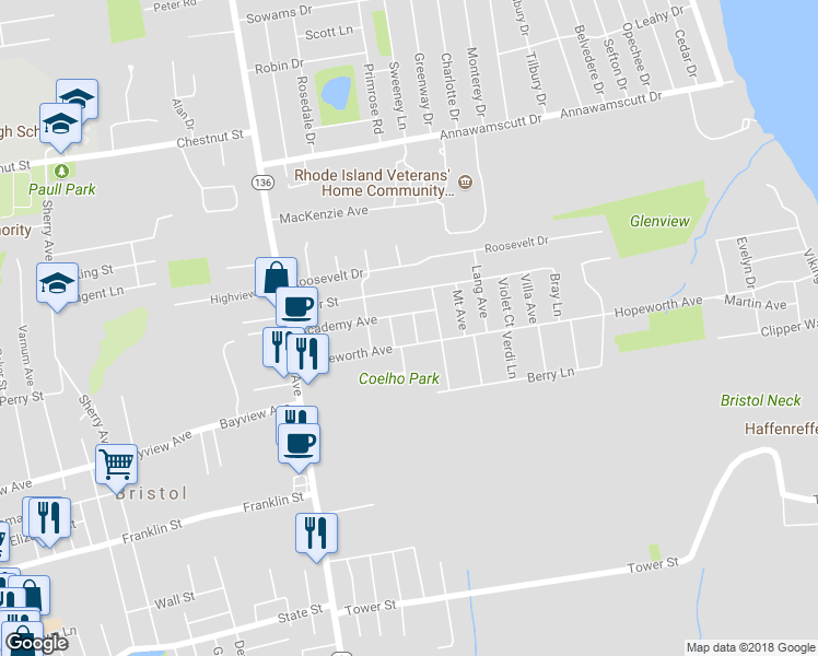 map of restaurants, bars, coffee shops, grocery stores, and more near 1 Brum Street in Bristol