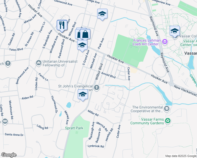 map of restaurants, bars, coffee shops, grocery stores, and more near 35 Wilbur Boulevard in Poughkeepsie