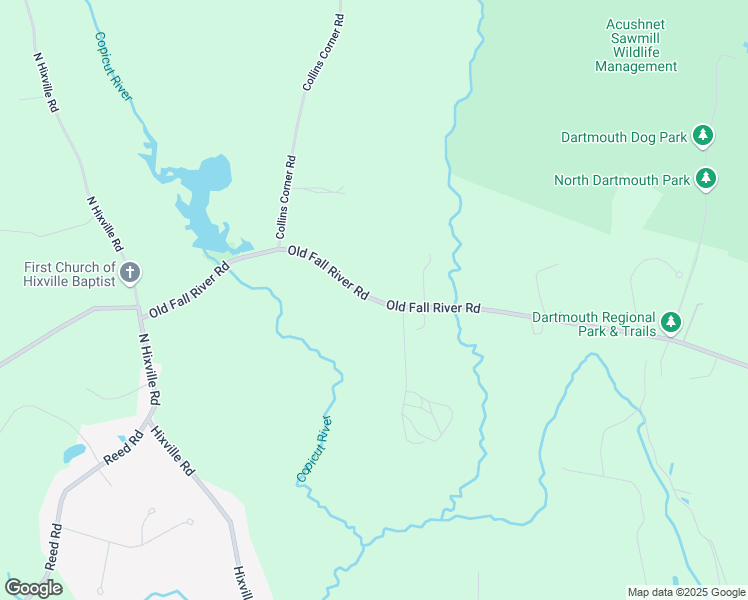 map of restaurants, bars, coffee shops, grocery stores, and more near 613 Old Fall River Road in Dartmouth
