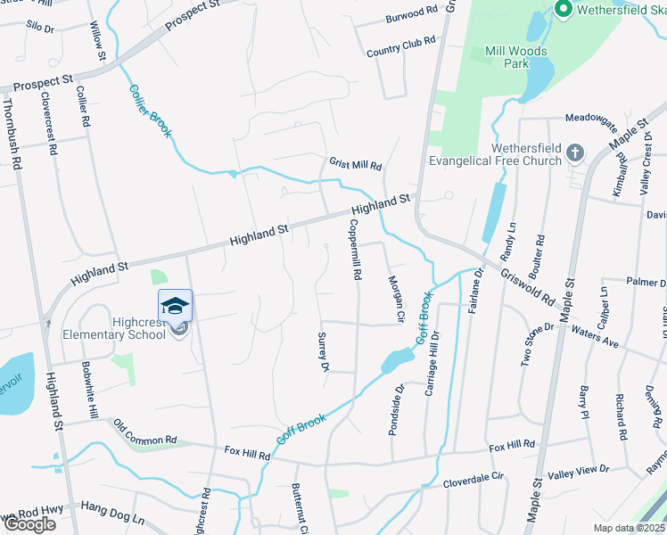 map of restaurants, bars, coffee shops, grocery stores, and more near 146 Surrey Drive in Wethersfield
