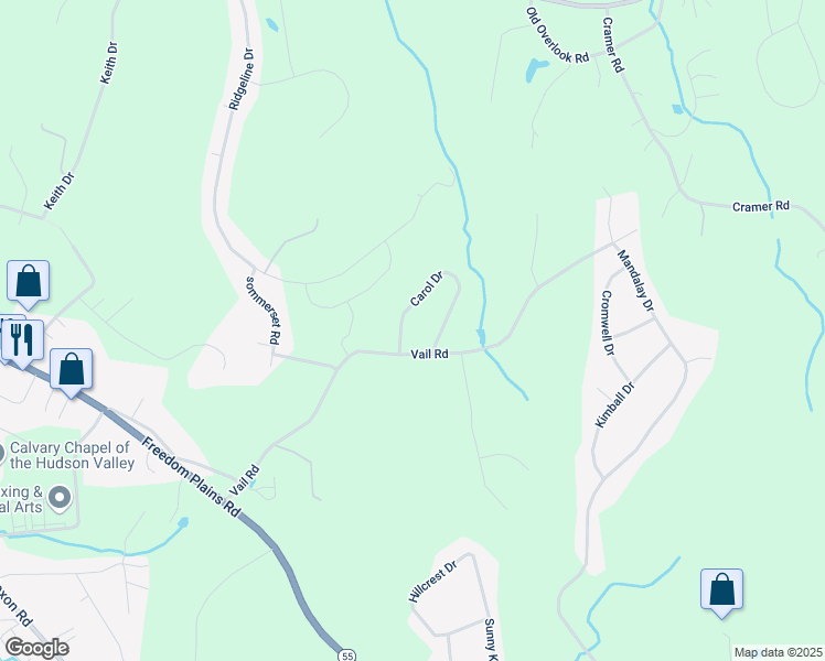 map of restaurants, bars, coffee shops, grocery stores, and more near 4 Carol Dr in Poughkeepsie