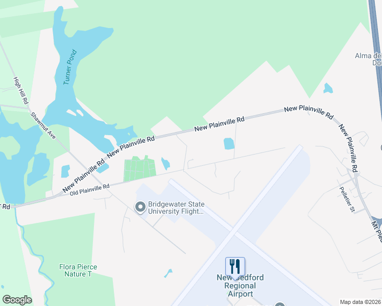 map of restaurants, bars, coffee shops, grocery stores, and more near 1227 Old Plainville Road in New Bedford