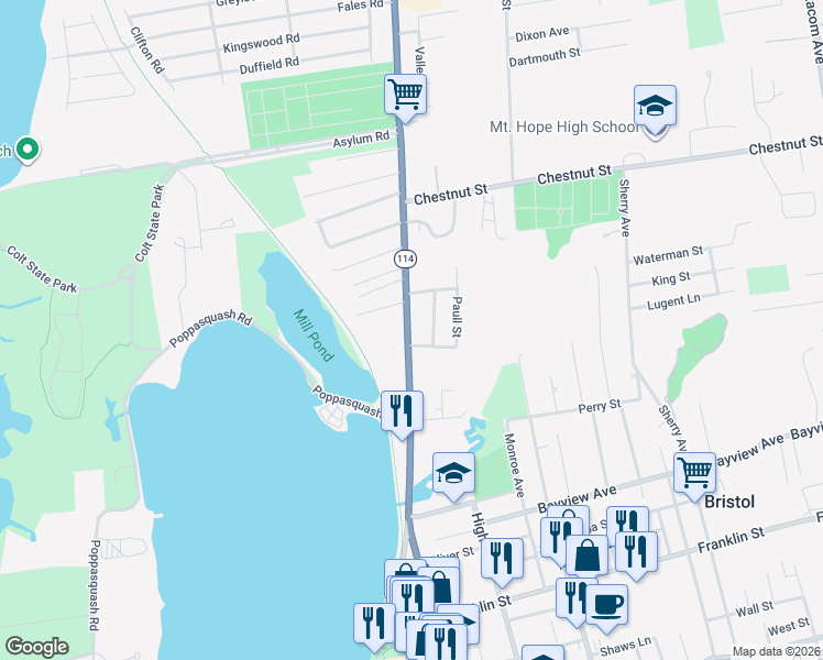 map of restaurants, bars, coffee shops, grocery stores, and more near 910 Hope Street in Bristol