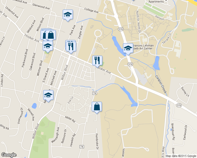 map of restaurants, bars, coffee shops, grocery stores, and more near 5 Austin Court in Poughkeepsie