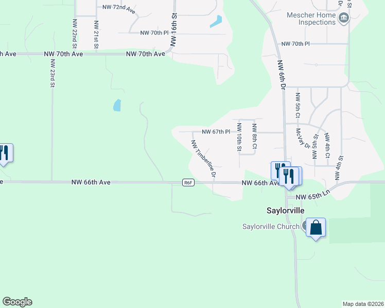 map of restaurants, bars, coffee shops, grocery stores, and more near 6710 Northwest Timberline Drive in Des Moines