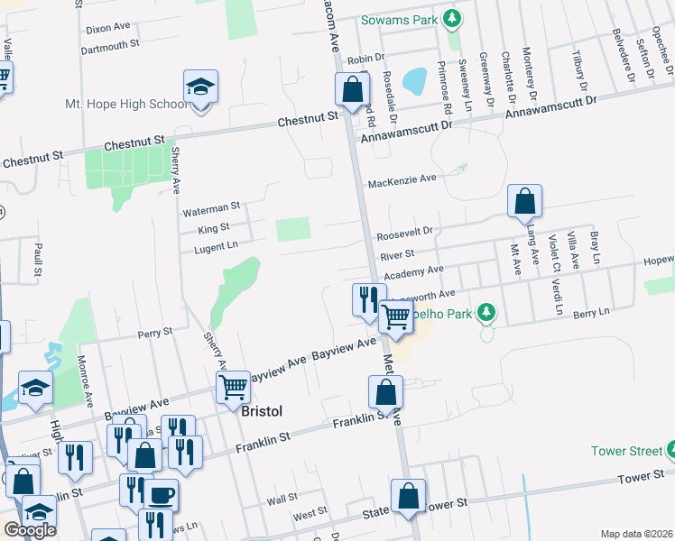 map of restaurants, bars, coffee shops, grocery stores, and more near 48 Kennedy Court in Bristol