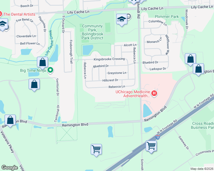 map of restaurants, bars, coffee shops, grocery stores, and more near 681 Rebecca Ln in Bolingbrook