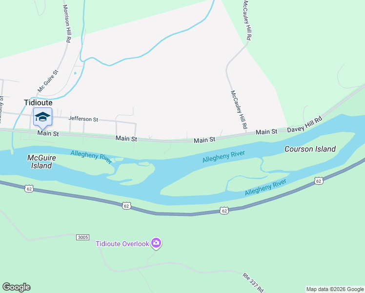 map of restaurants, bars, coffee shops, grocery stores, and more near 330 Main Street in Tidioute