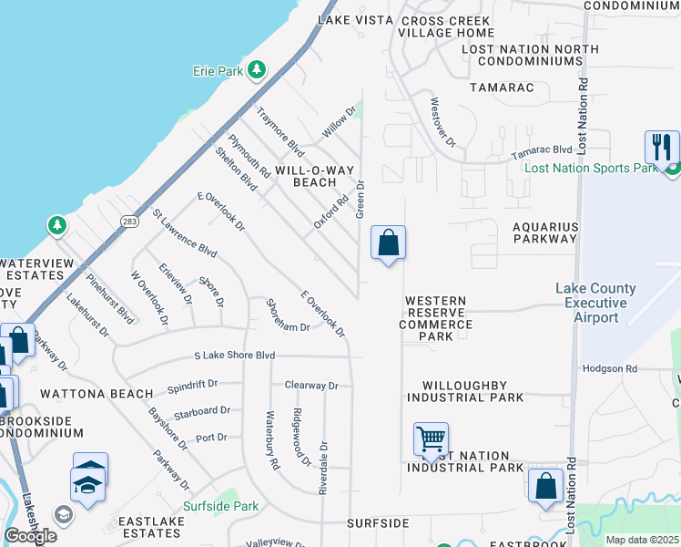 map of restaurants, bars, coffee shops, grocery stores, and more near 307 Shelton Boulevard in Eastlake