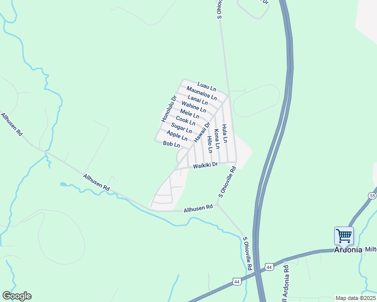 map of restaurants, bars, coffee shops, grocery stores, and more near Hawaii Drive in Modena