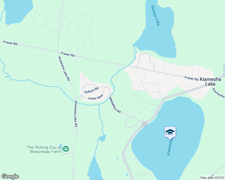 map of restaurants, bars, coffee shops, grocery stores, and more near 58 Medallion Road in Kiamesha Lake