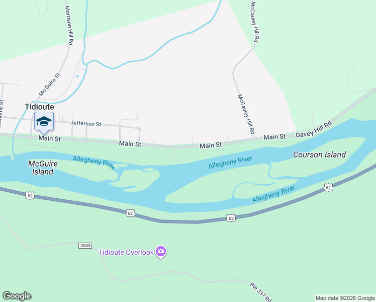 map of restaurants, bars, coffee shops, grocery stores, and more near 330 Main Street in Tidioute
