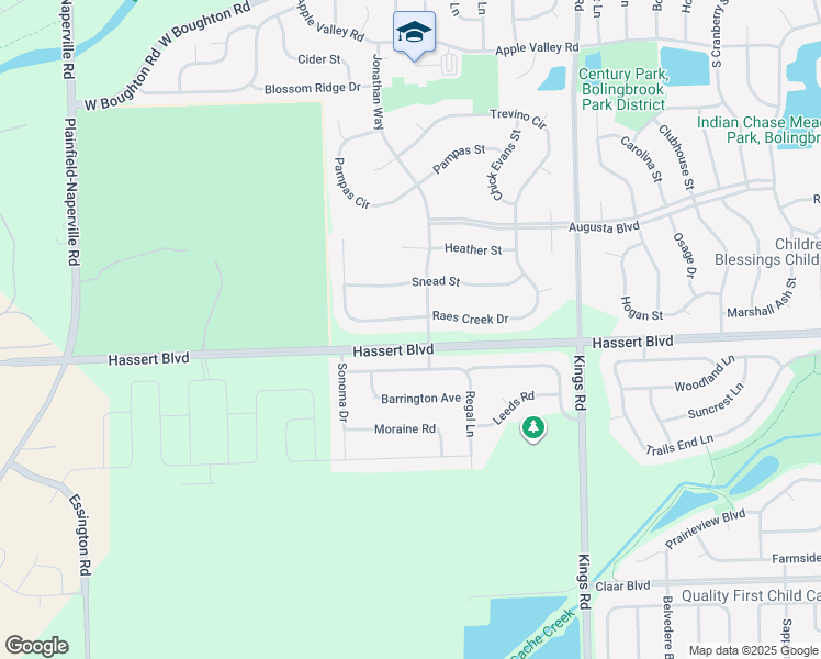 map of restaurants, bars, coffee shops, grocery stores, and more near 1871 Raes Creek Drive in Bolingbrook