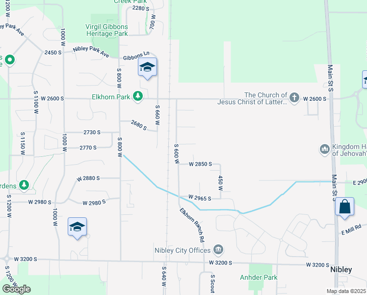 map of restaurants, bars, coffee shops, grocery stores, and more near 580 West 2775 South in Nibley
