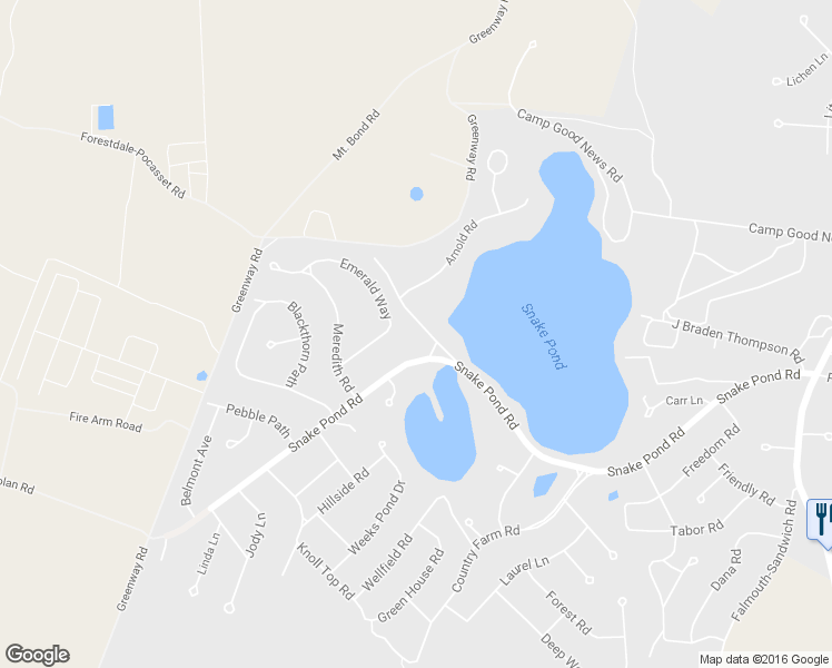 map of restaurants, bars, coffee shops, grocery stores, and more near 9 Old Snake Pond Road in Sandwich