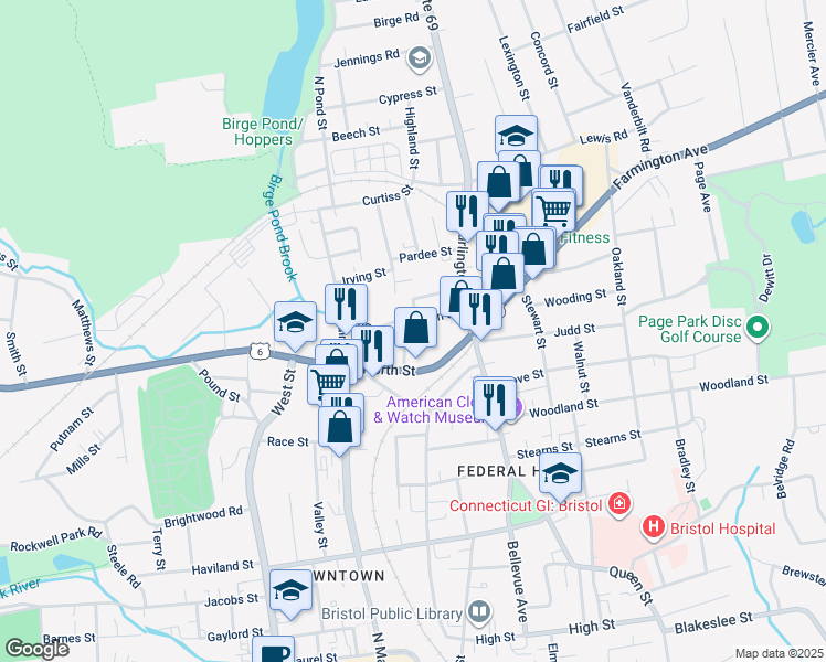 map of restaurants, bars, coffee shops, grocery stores, and more near 68 Ingraham Street in Bristol