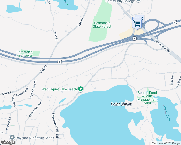 map of restaurants, bars, coffee shops, grocery stores, and more near 41 Martha's Way in Barnstable
