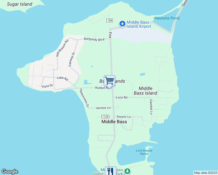 map of restaurants, bars, coffee shops, grocery stores, and more near in Middle Bass