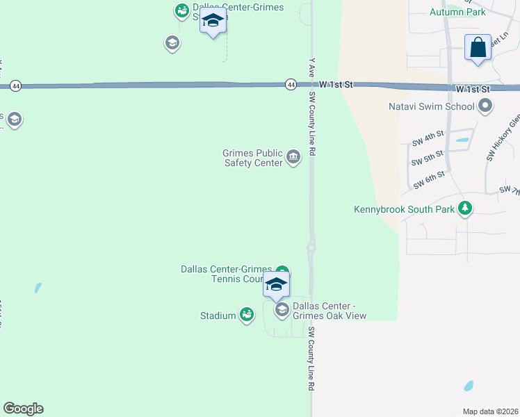 map of restaurants, bars, coffee shops, grocery stores, and more near 6581 Y Avenue in Grimes