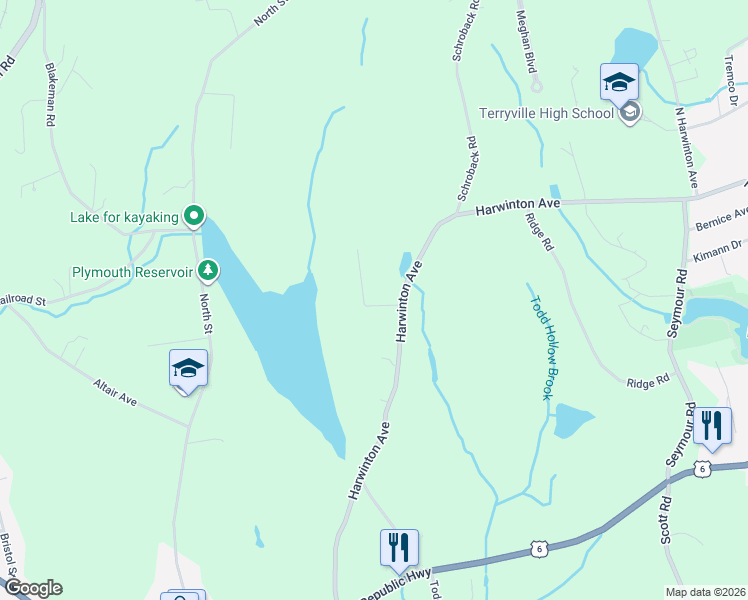 map of restaurants, bars, coffee shops, grocery stores, and more near 9 Richmond Drive in Plymouth