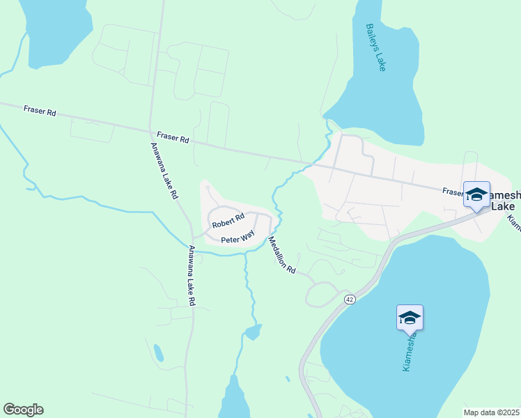map of restaurants, bars, coffee shops, grocery stores, and more near 65 Robert Road in Kiamesha Lake