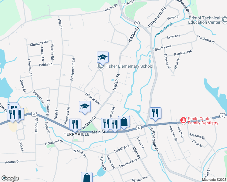 map of restaurants, bars, coffee shops, grocery stores, and more near 79 North Main Street in Plymouth