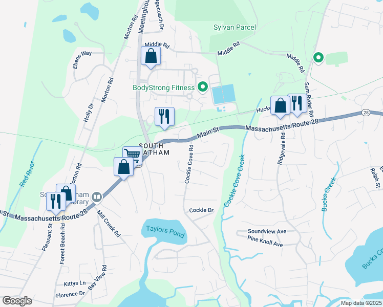 map of restaurants, bars, coffee shops, grocery stores, and more near in Chatham