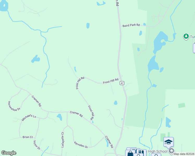 map of restaurants, bars, coffee shops, grocery stores, and more near 42 Frost Hill Road in Pleasant Valley