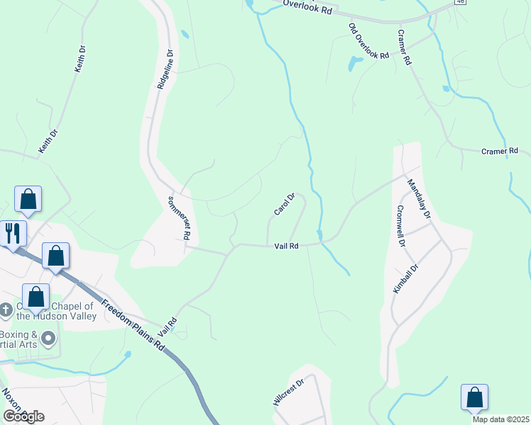 map of restaurants, bars, coffee shops, grocery stores, and more near 11 Carol Drive in Poughkeepsie