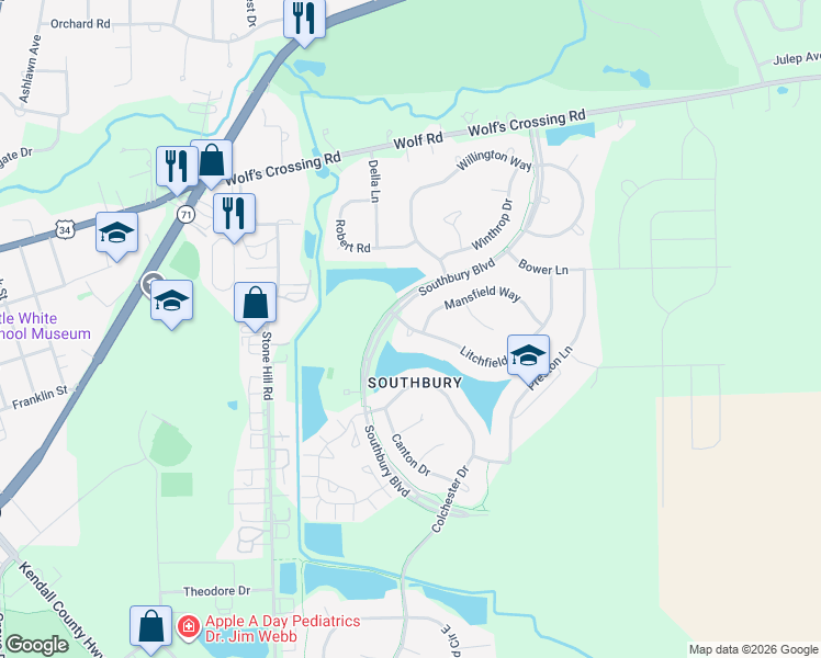 map of restaurants, bars, coffee shops, grocery stores, and more near 804 Putnam Court in Oswego