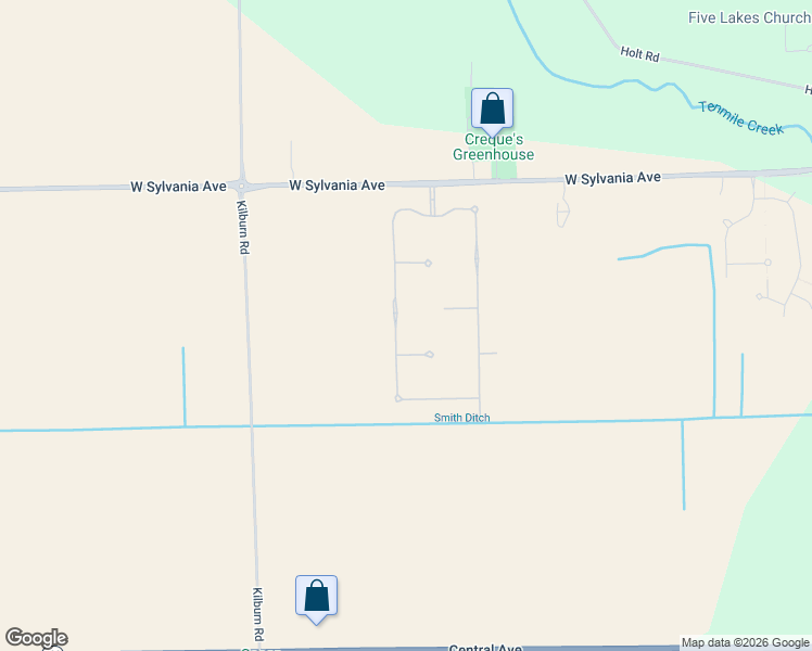 map of restaurants, bars, coffee shops, grocery stores, and more near 3825 Windward Drive in Sylvania