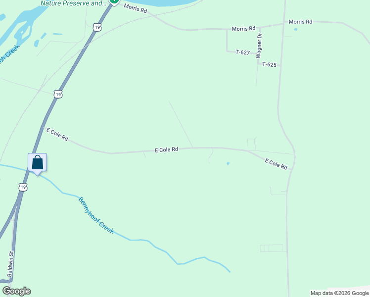 map of restaurants, bars, coffee shops, grocery stores, and more near 19485 E Cole Rd in Meadville