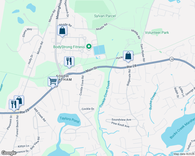 map of restaurants, bars, coffee shops, grocery stores, and more near 149 Island View Lane in Chatham