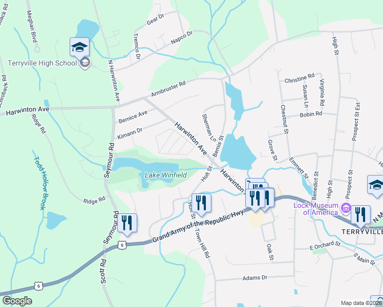 map of restaurants, bars, coffee shops, grocery stores, and more near 12 Ridgeview Street in Plymouth