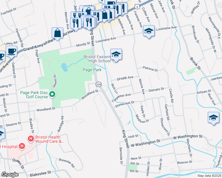 map of restaurants, bars, coffee shops, grocery stores, and more near 45 Rich Lane in Bristol
