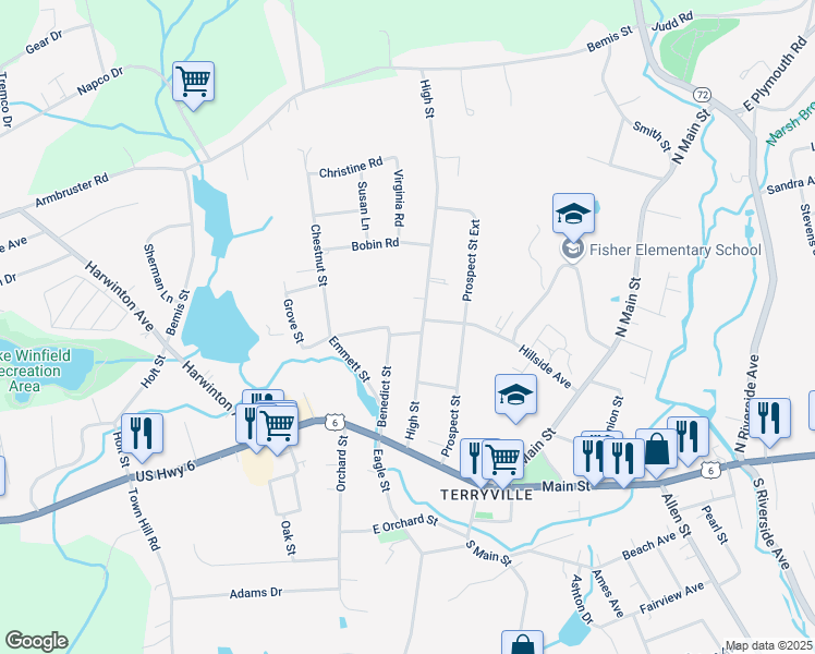 map of restaurants, bars, coffee shops, grocery stores, and more near 5 King Street in Plymouth