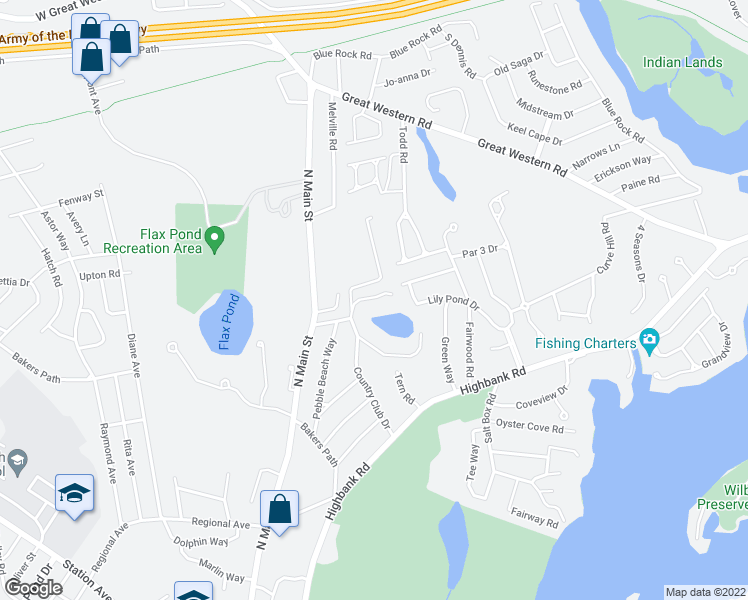map of restaurants, bars, coffee shops, grocery stores, and more near 80 Country Club Drive in Yarmouth