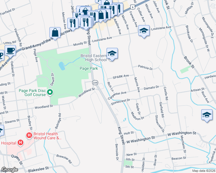 map of restaurants, bars, coffee shops, grocery stores, and more near 45 Rich Lane in Bristol