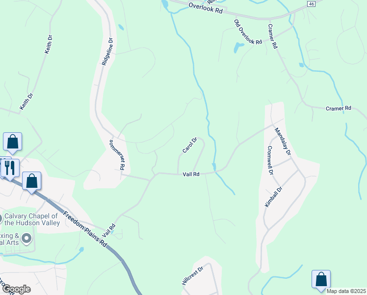 map of restaurants, bars, coffee shops, grocery stores, and more near 11 Carol Drive in Poughkeepsie