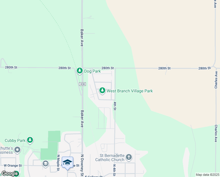 map of restaurants, bars, coffee shops, grocery stores, and more near 60-94 Patton Drive in West Branch
