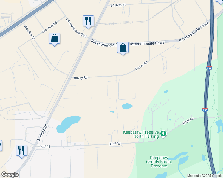 map of restaurants, bars, coffee shops, grocery stores, and more near 11130 Katherines Crossing in Lemont